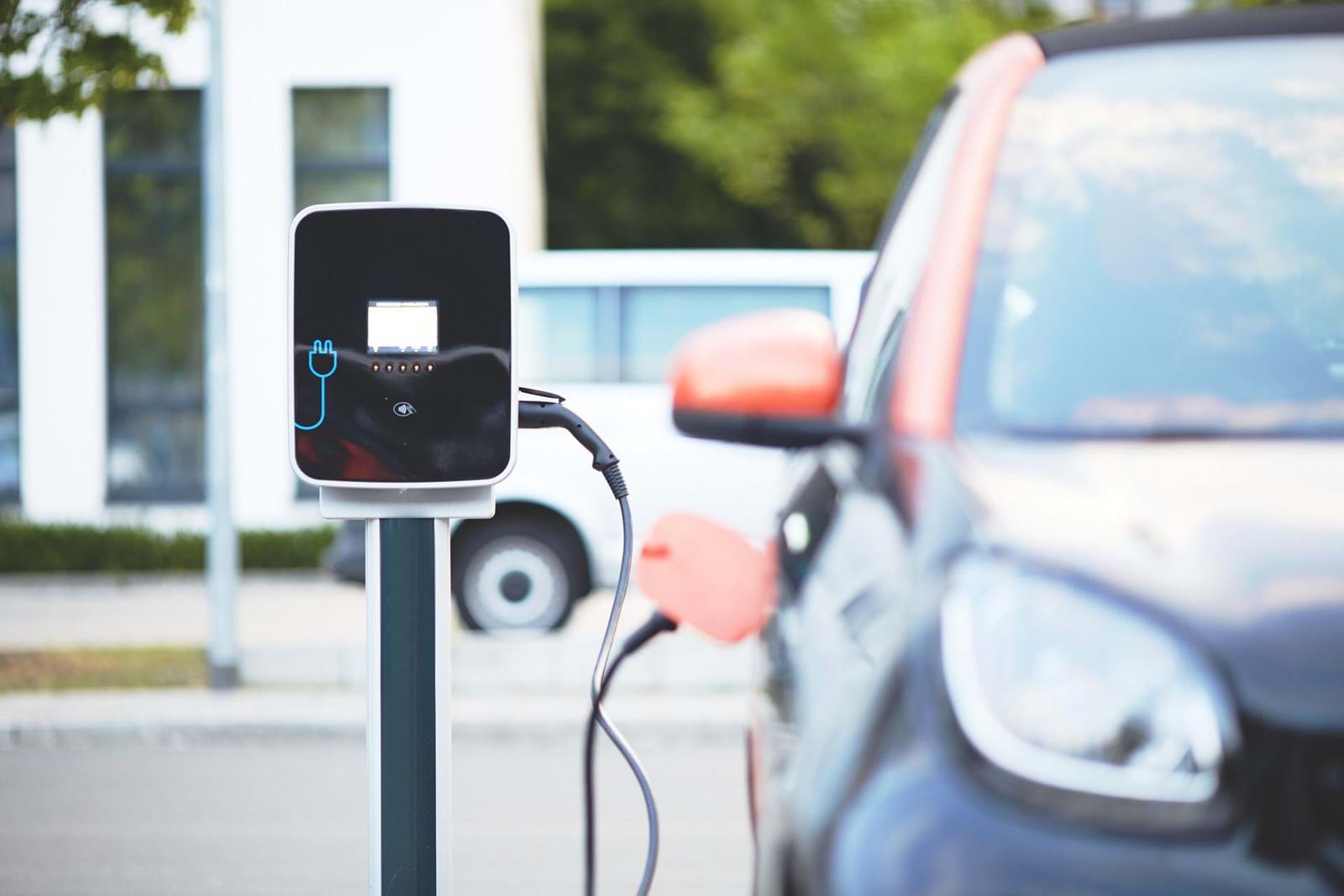 Electric car chargers in Alumeco Group HQ, Odense, Denmark.